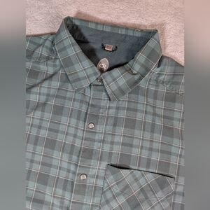 Club Ride Pearl Snap Shirt Men's XL Green Plaid Outdoor Cycling Stretch